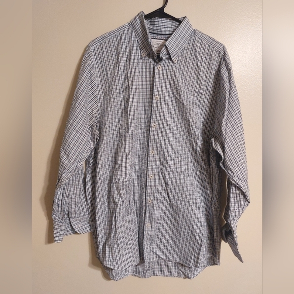 White/Blue Plaid Button Up Shirt - Picture 1 of 7